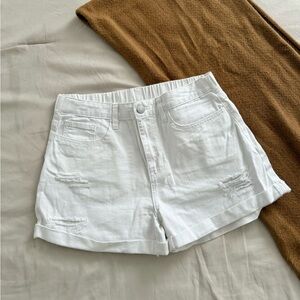 White Distressed Women's Shorts